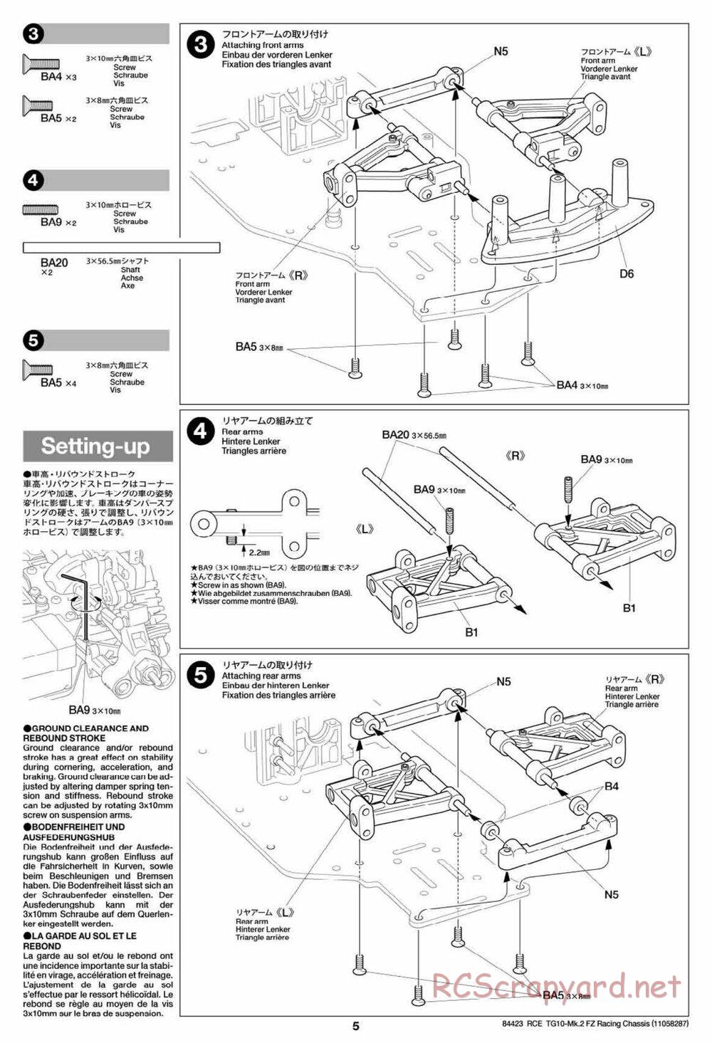 Tamiya - TG10 Mk.2 FZ Racing Chassis - Manual - Page 5