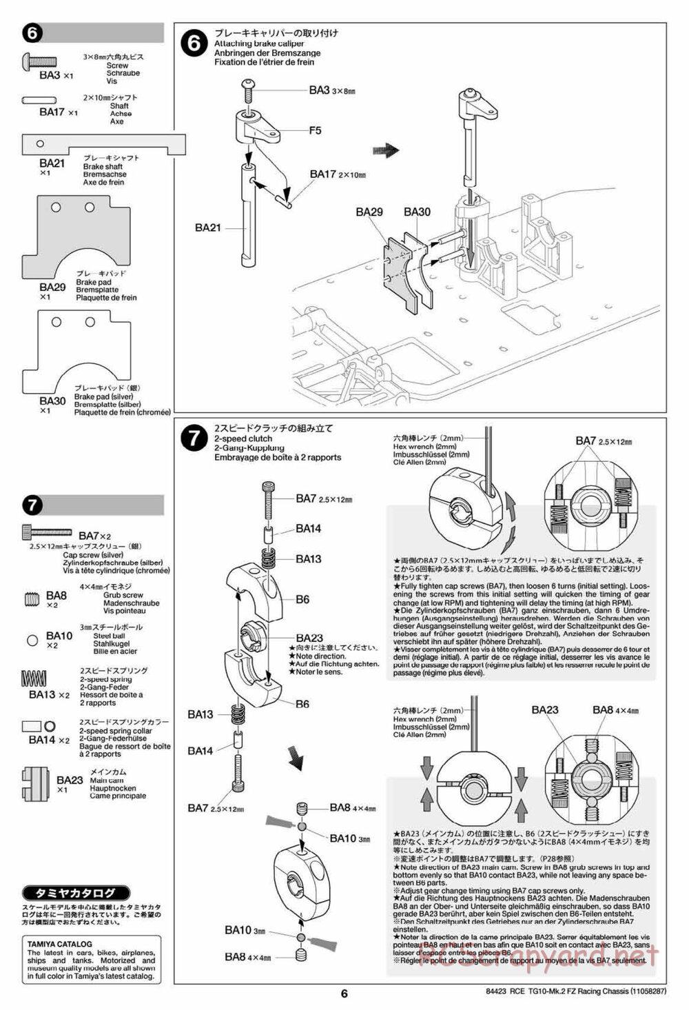 Tamiya - TG10 Mk.2 FZ Racing Chassis - Manual - Page 6