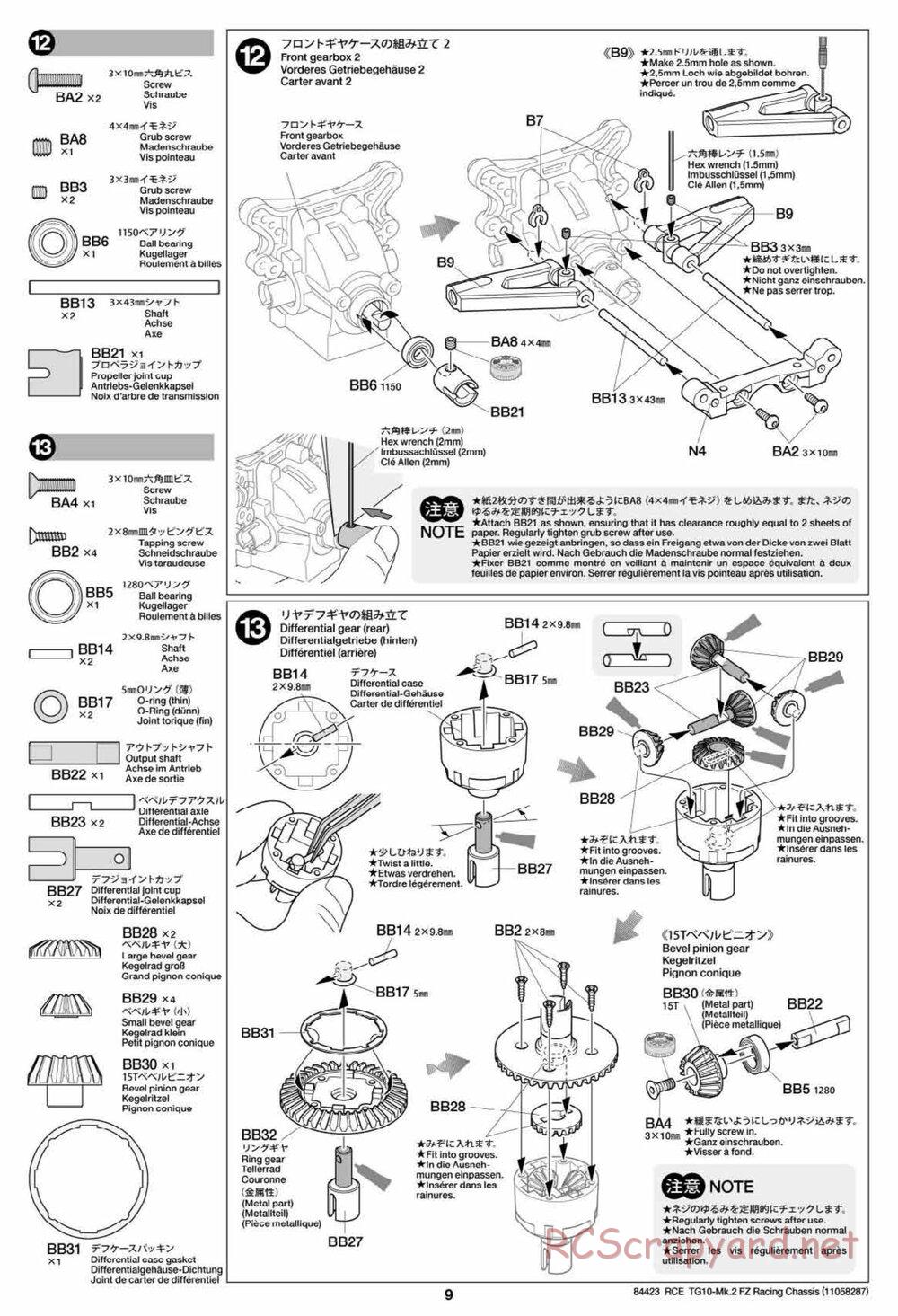 Tamiya - TG10 Mk.2 FZ Racing Chassis - Manual - Page 9