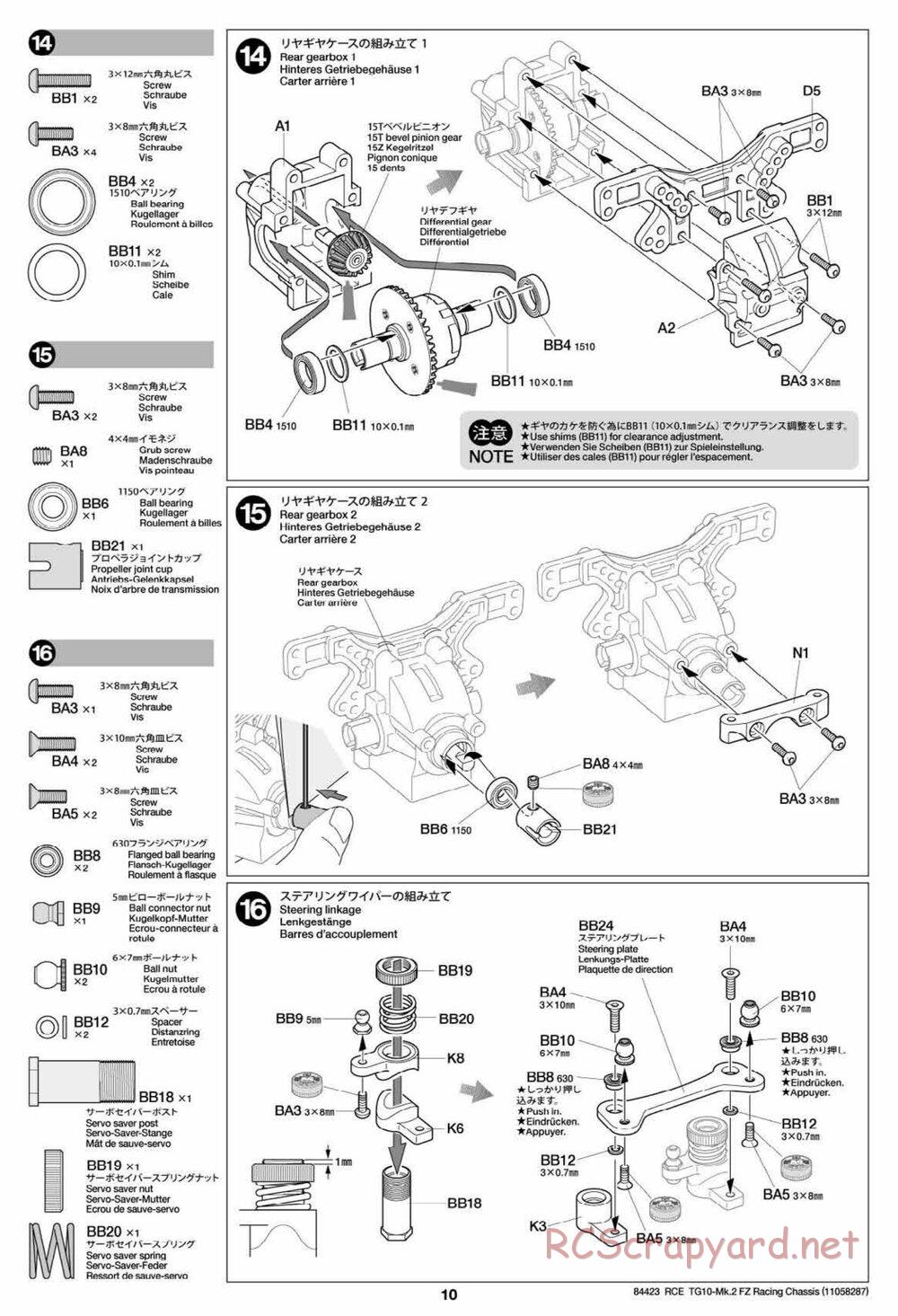 Tamiya - TG10 Mk.2 FZ Racing Chassis - Manual - Page 10