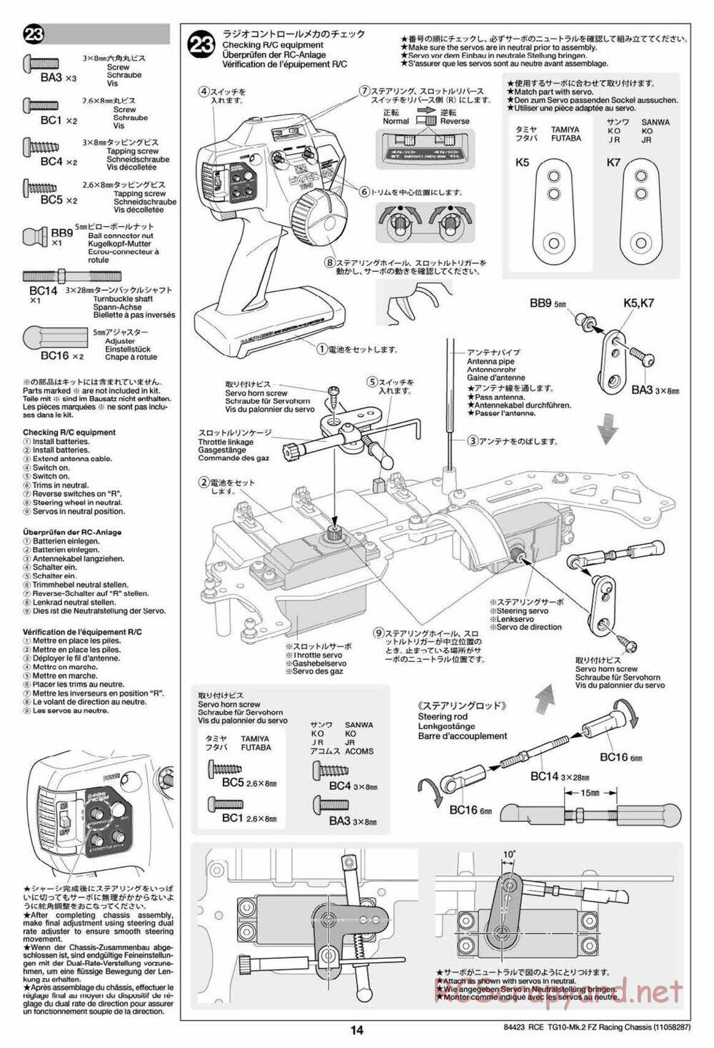 Tamiya - TG10 Mk.2 FZ Racing Chassis - Manual - Page 14