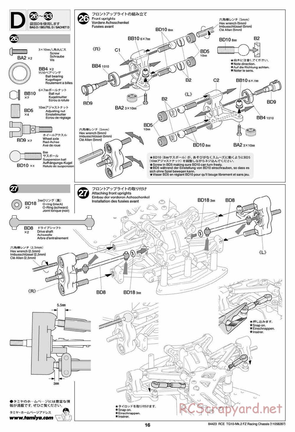 Tamiya - TG10 Mk.2 FZ Racing Chassis - Manual - Page 16