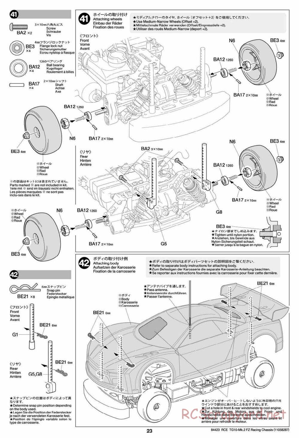 Tamiya - TG10 Mk.2 FZ Racing Chassis - Manual - Page 23