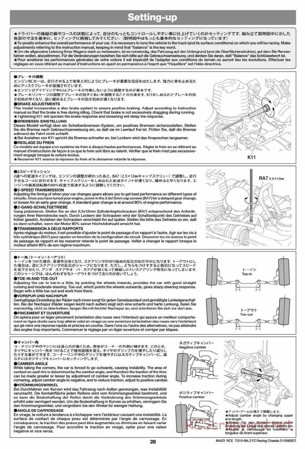 Tamiya - TG10 Mk.2 FZ Racing Chassis - Manual - Page 28