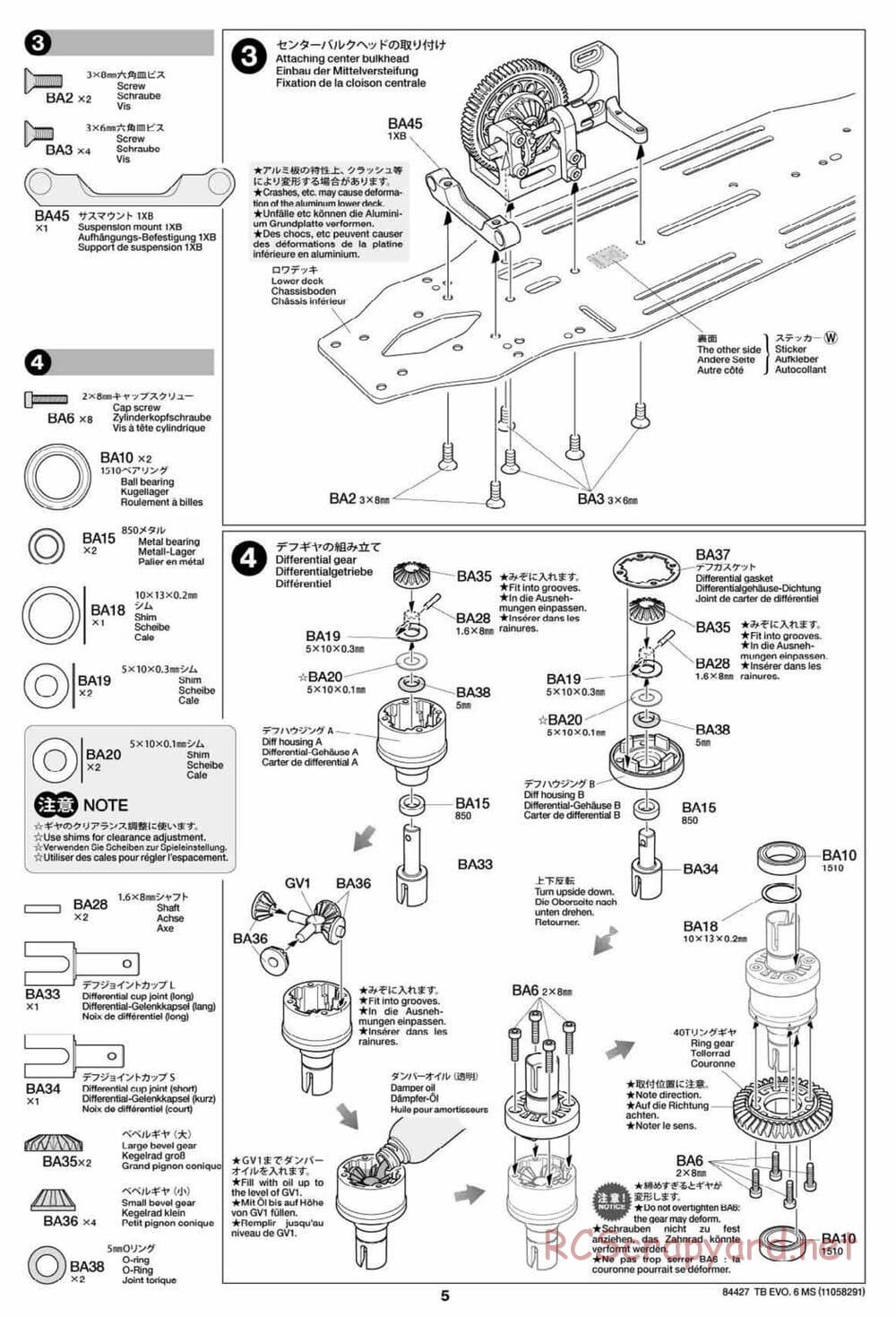 Tamiya - TB Evo.6 MS Chassis - Manual - Page 5