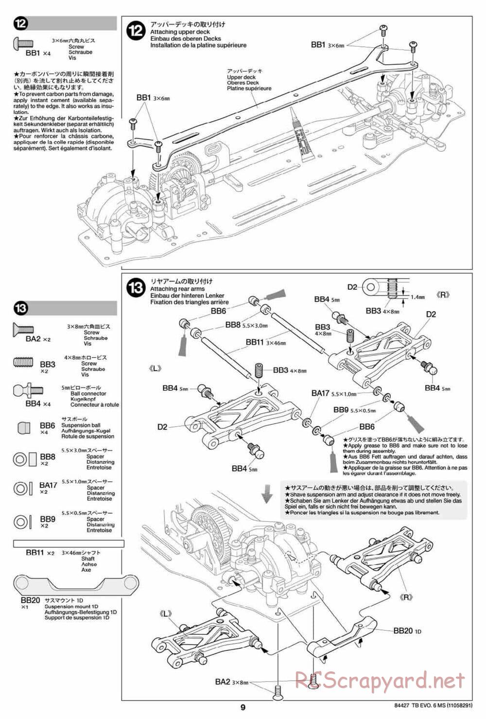 Tamiya - TB Evo.6 MS Chassis - Manual - Page 9