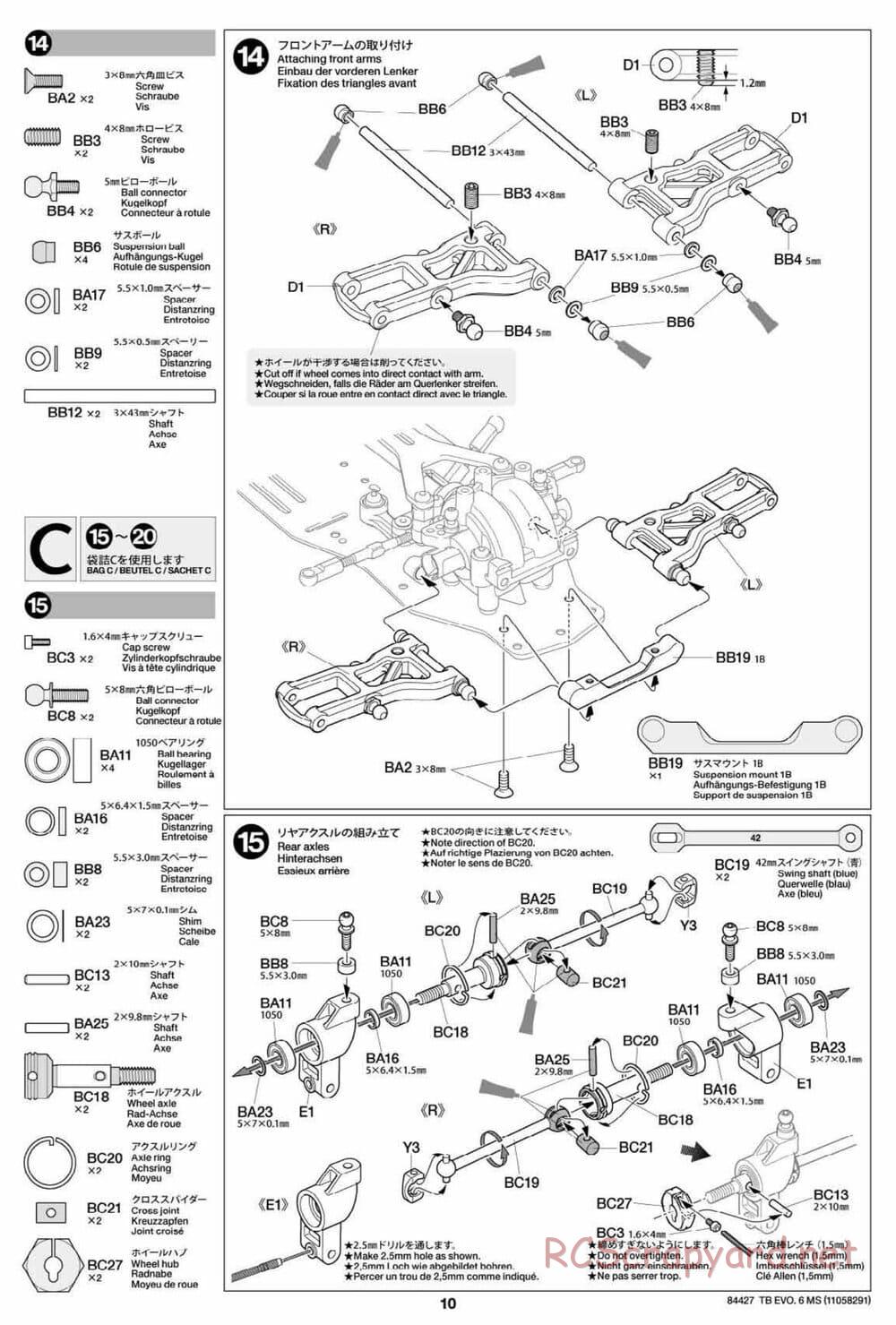 Tamiya - TB Evo.6 MS Chassis - Manual - Page 10
