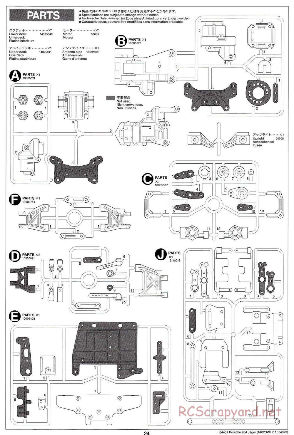 Tamiya - Porsche Turbo RSR Type 934 Jagermeister - TA-02SW Chassis - Manual - Page 24