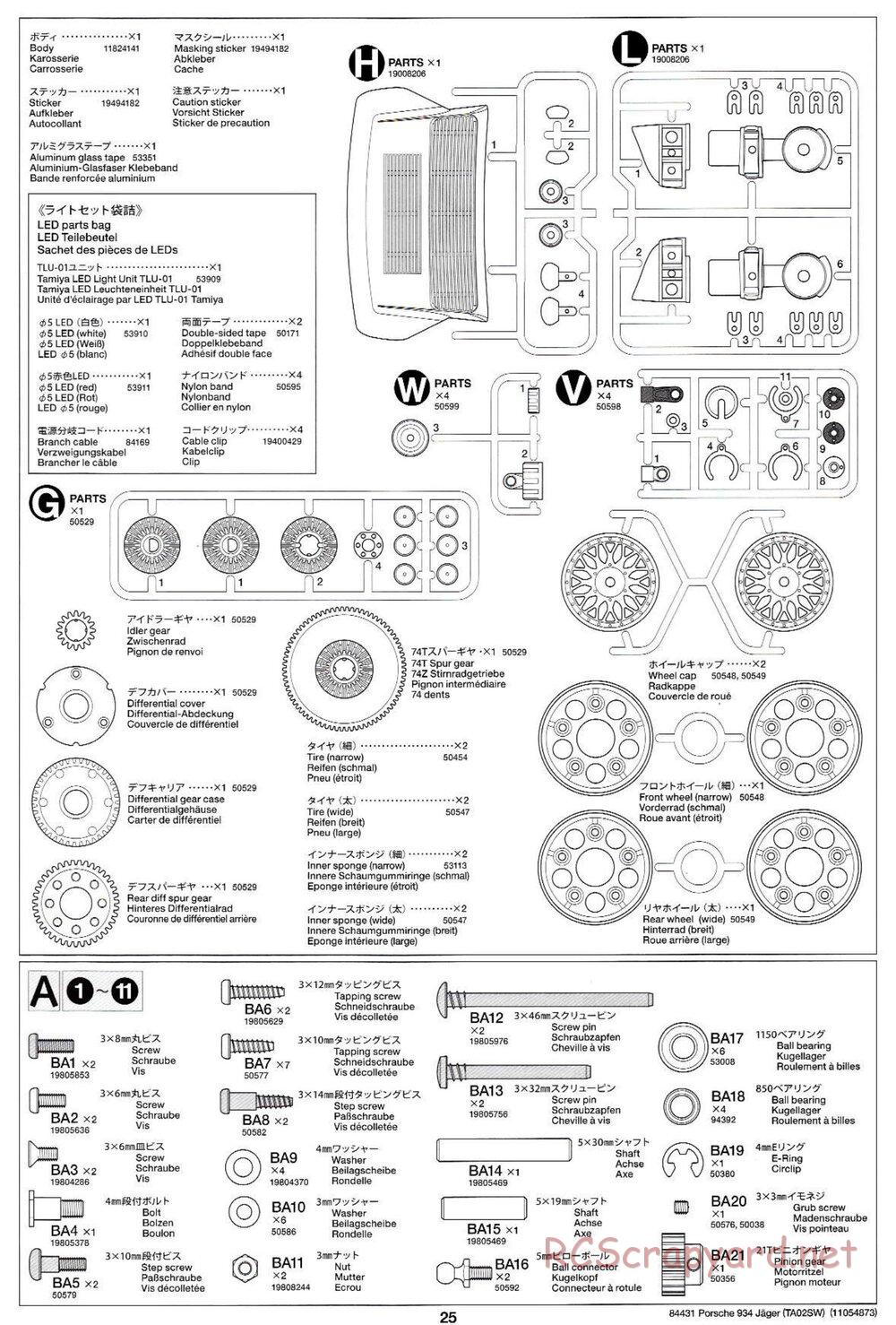Tamiya - Porsche Turbo RSR Type 934 Jagermeister - TA-02SW Chassis - Manual - Page 25