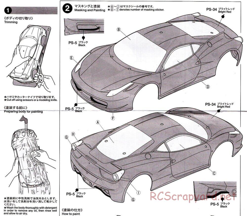 Tamiya - Ferrari 458 Challenge - TT-02D Chassis - Body Manual - Page 2