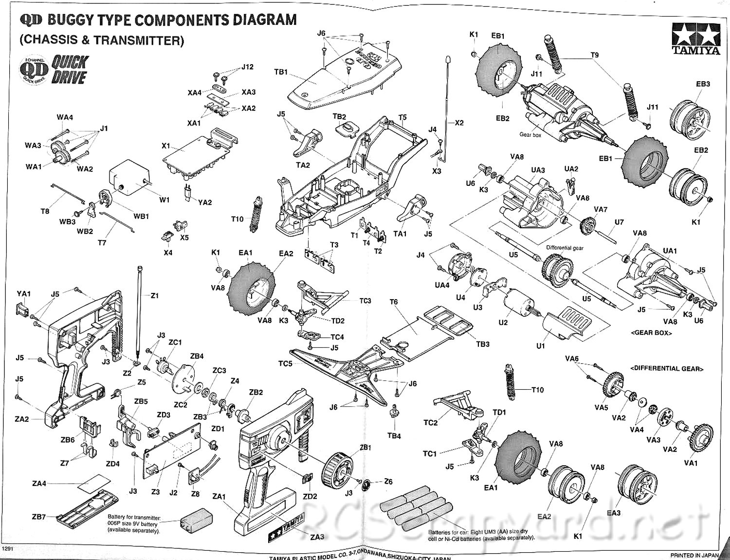 Tamiya - QD Buggy Chassis - Exploded View