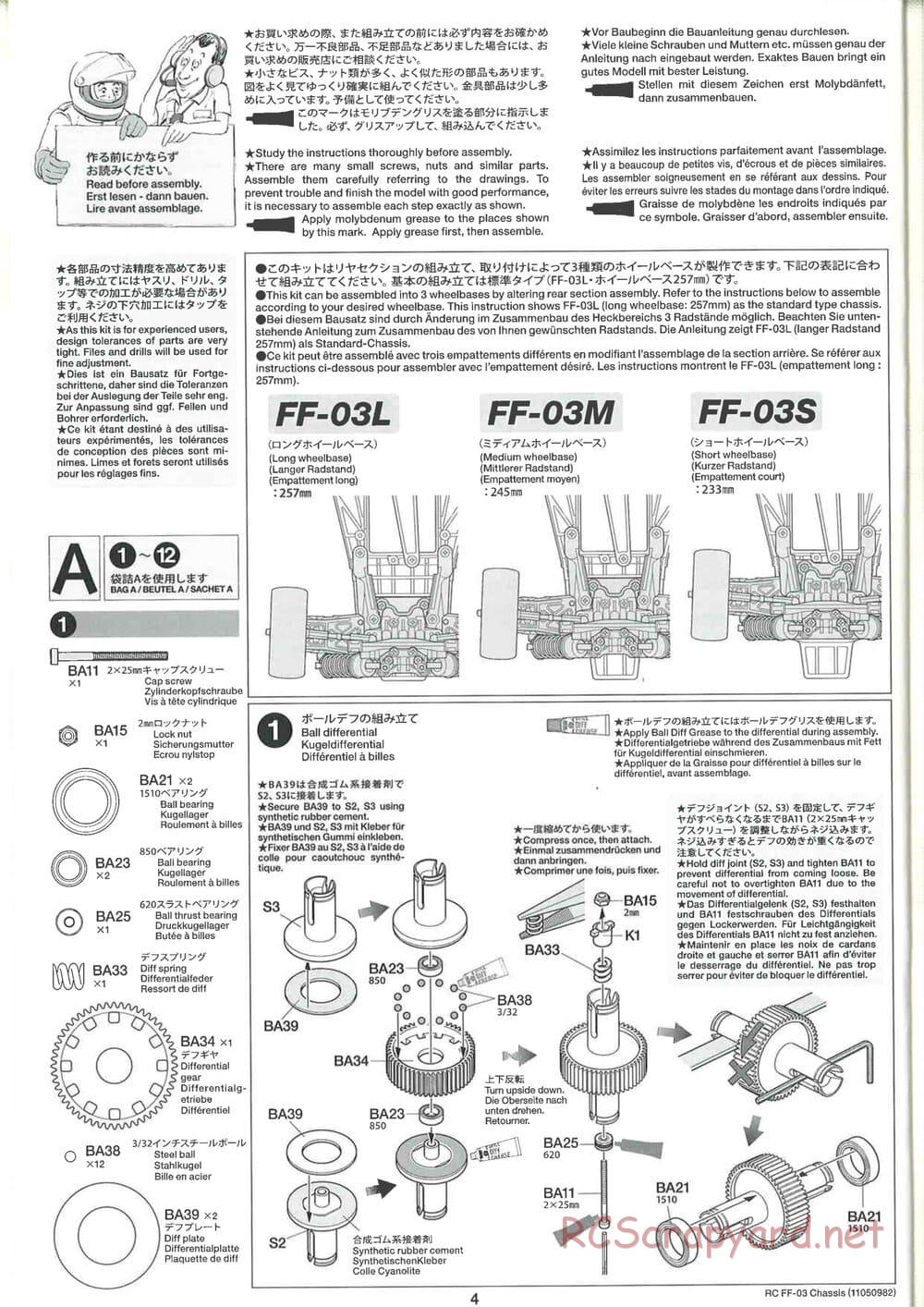 Tamiya - Honda CR-Z - FF-03 Chassis - Manual - Page 4