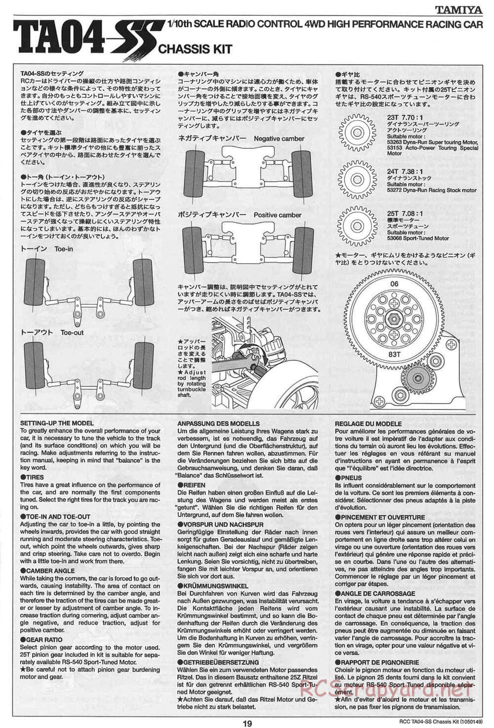 Tamiya - TA04-SS Chassis - Manual - Page 19