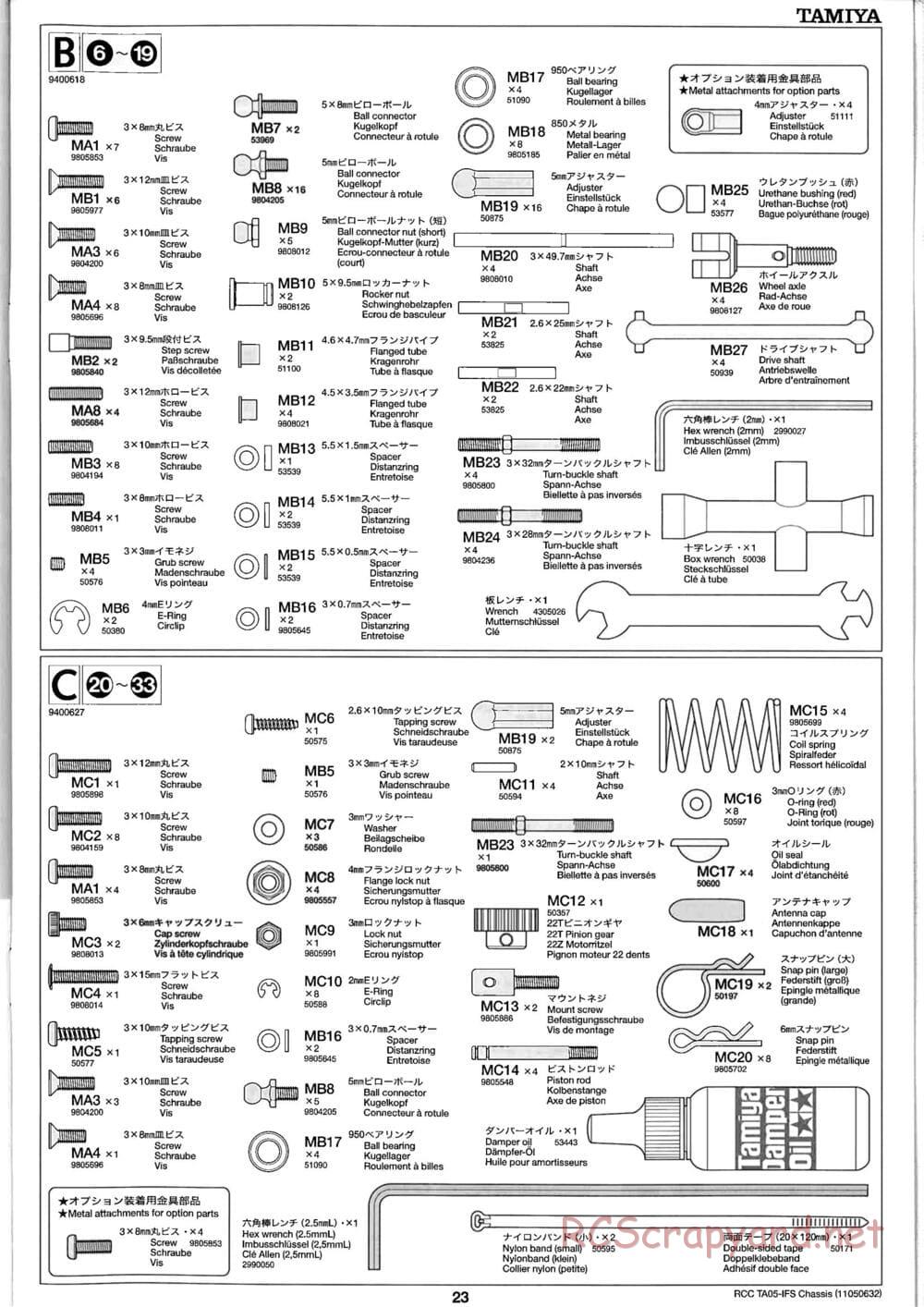 Tamiya - TA05-IFS Chassis - Manual - Page 23