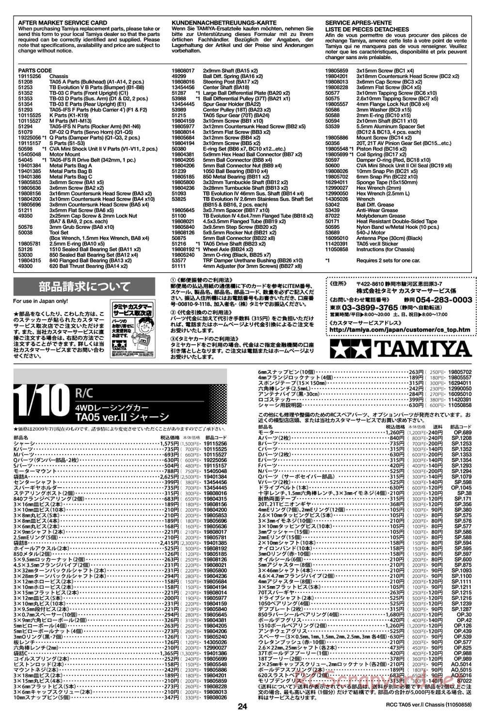 Tamiya - TA05 Ver.II Chassis - Manual - Page 24