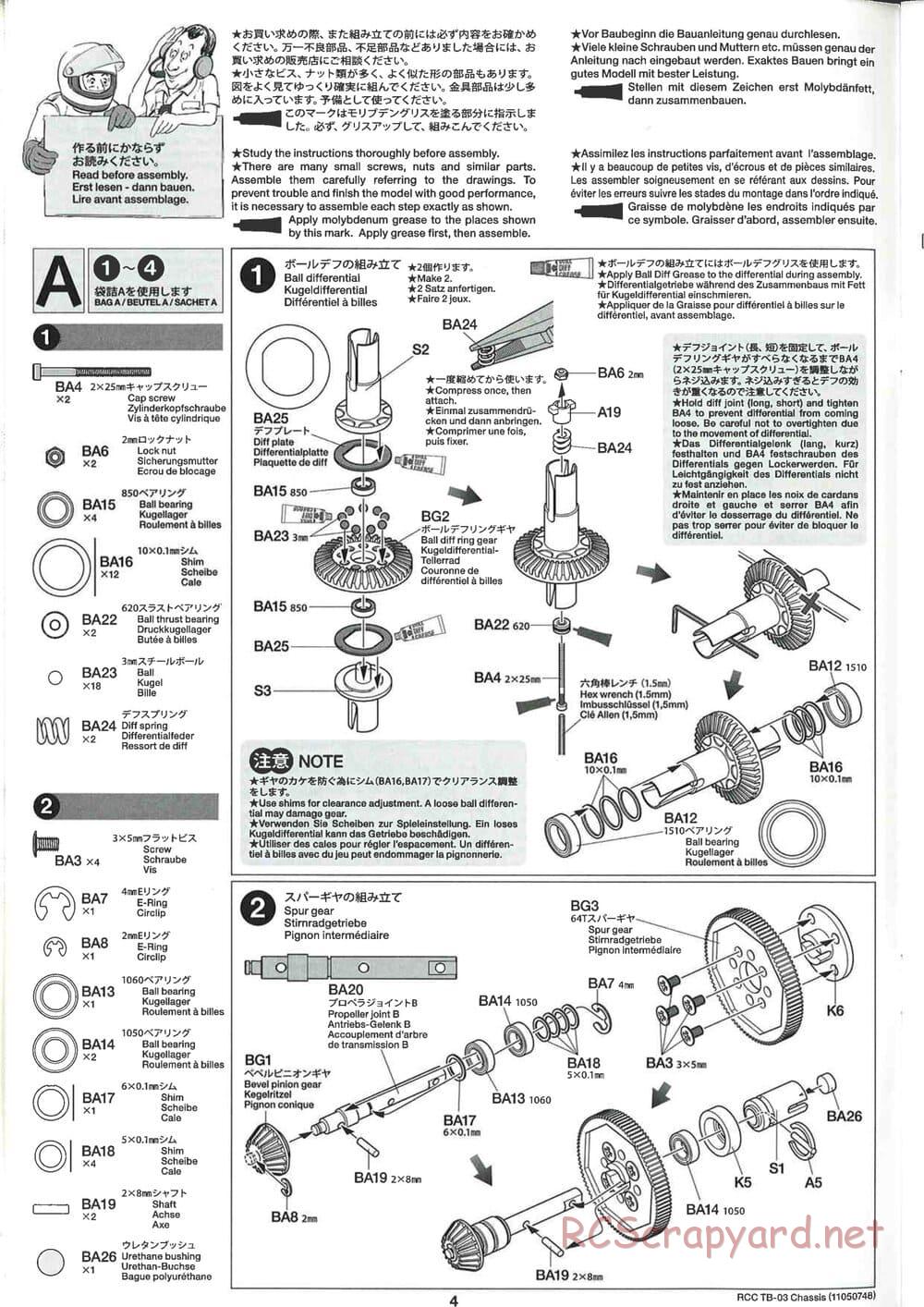 Tamiya - TB-03 Chassis - Manual - Page 4