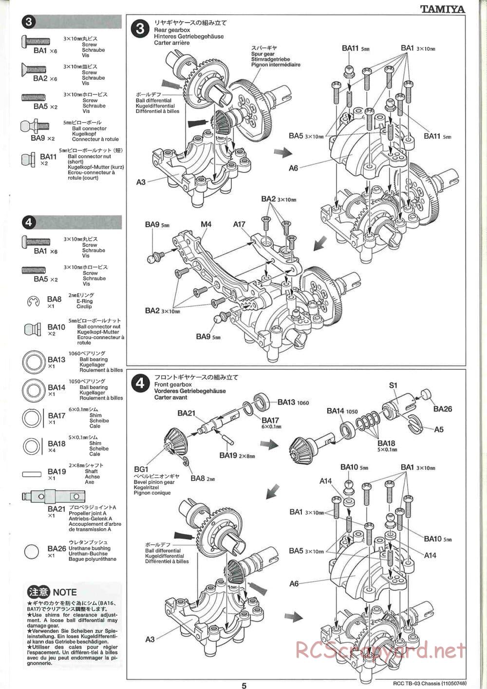 Tamiya - TB-03 Chassis - Manual - Page 5