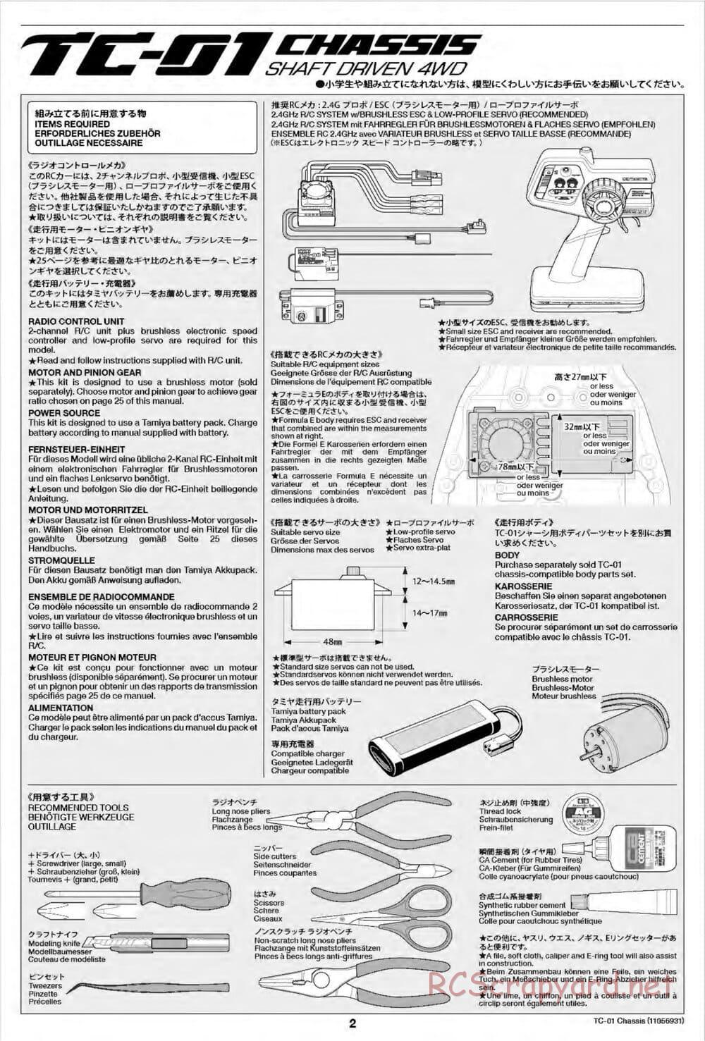 Tamiya - TC-01 Chassis - Manual - Page 2