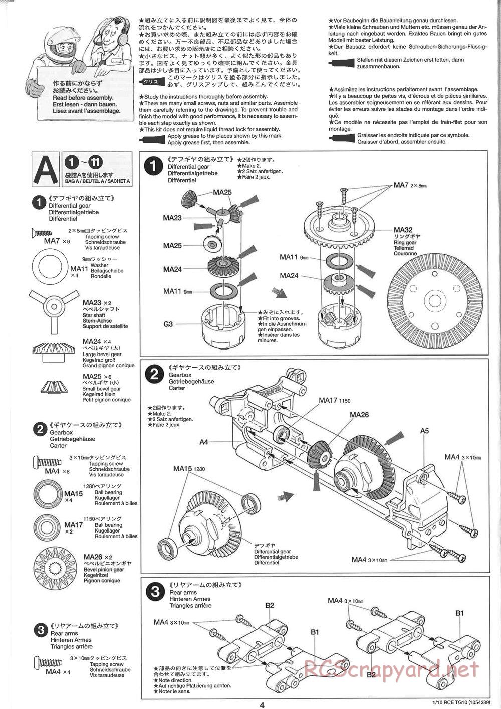 Tamiya - TG10 Mk.1 Chassis - Manual - Page 4