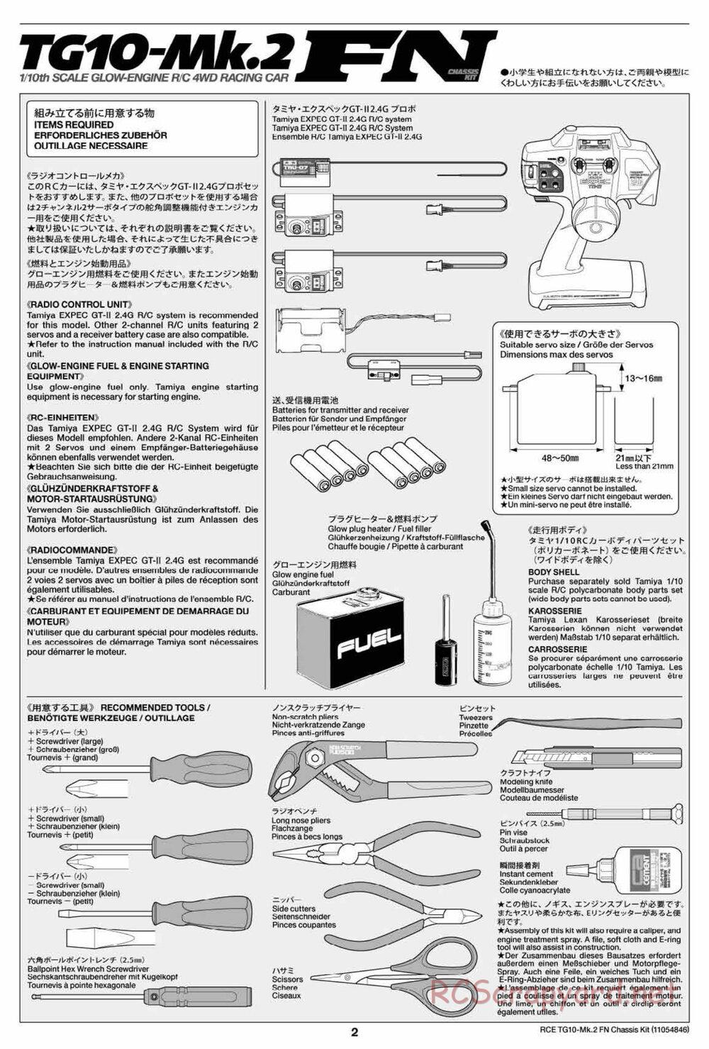 Tamiya - TG10 Mk.2 FN Chassis - Manual - Page 2