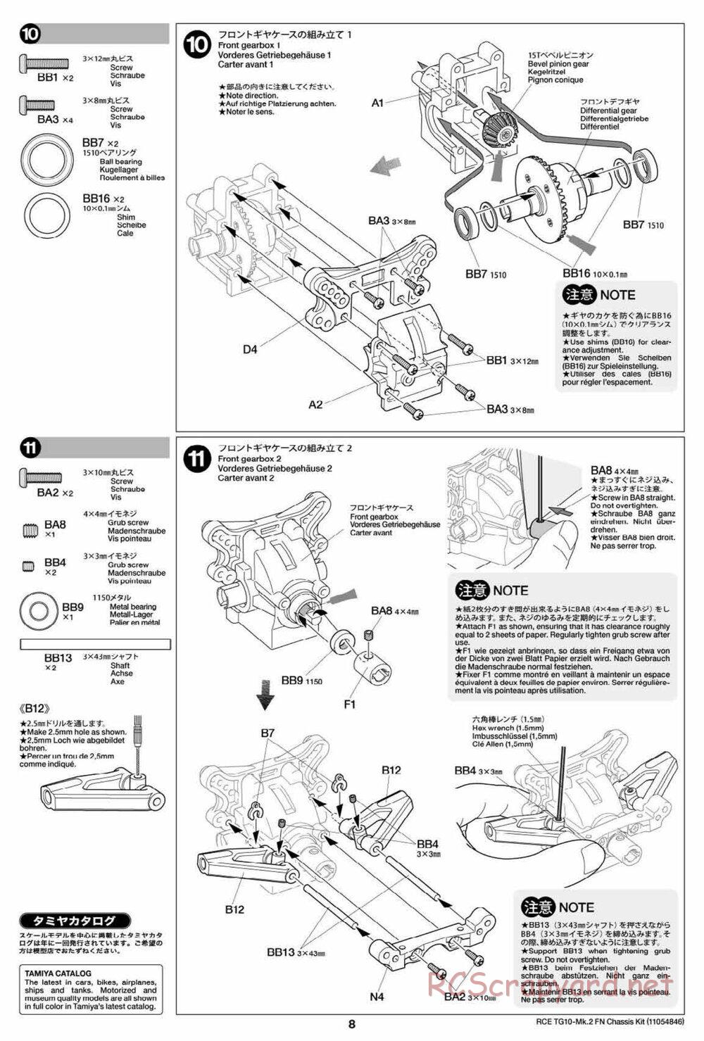 Tamiya - TG10 Mk.2 FN Chassis - Manual - Page 8
