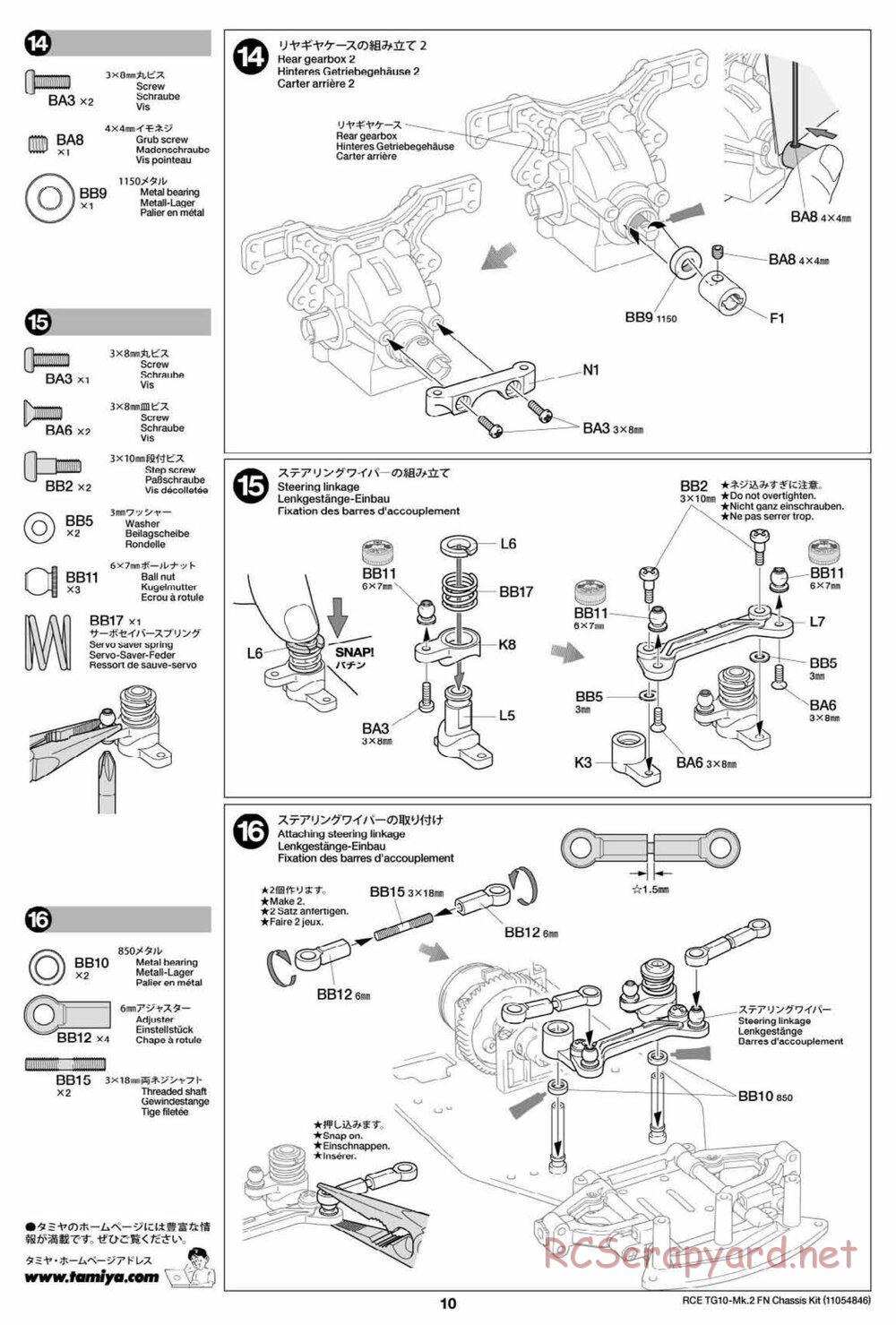 Tamiya - TG10 Mk.2 FN Chassis - Manual - Page 10
