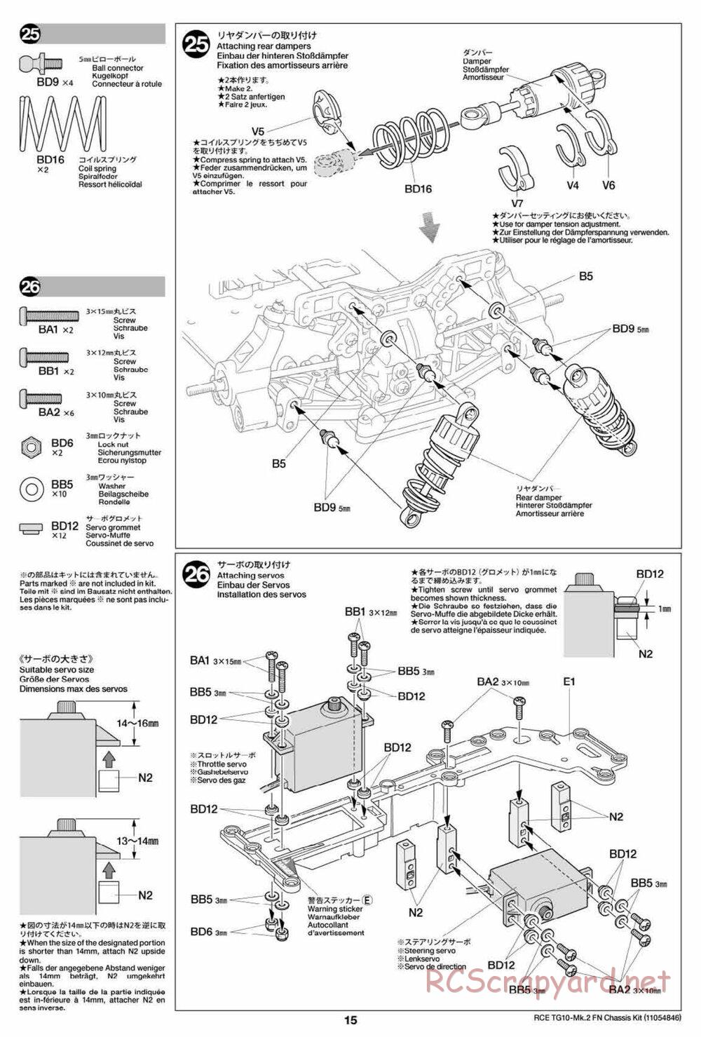 Tamiya - TG10 Mk.2 FN Chassis - Manual - Page 15