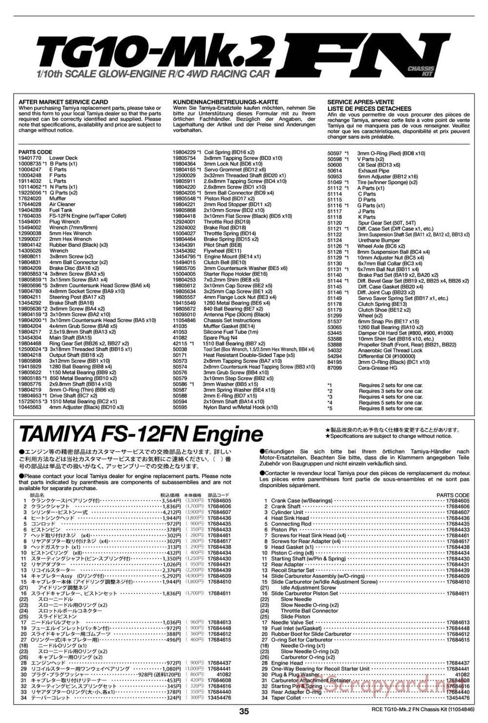 Tamiya - TG10 Mk.2 FN Chassis - Manual - Page 35