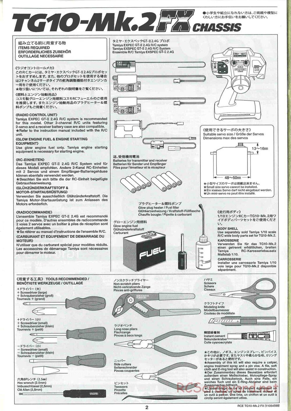 Tamiya - TG10 Mk.2 FX Chassis - Manual - Page 2