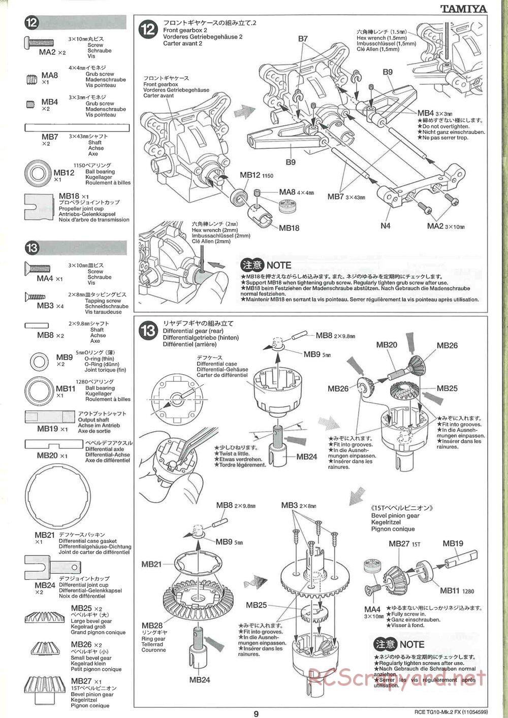 Tamiya - TG10 Mk.2 FX Chassis - Manual - Page 9