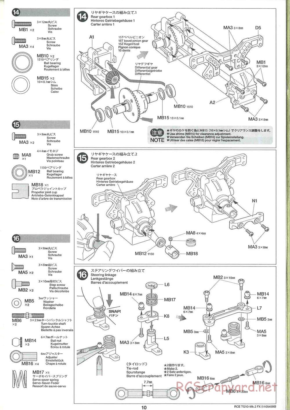 Tamiya - TG10 Mk.2 FX Chassis - Manual - Page 10