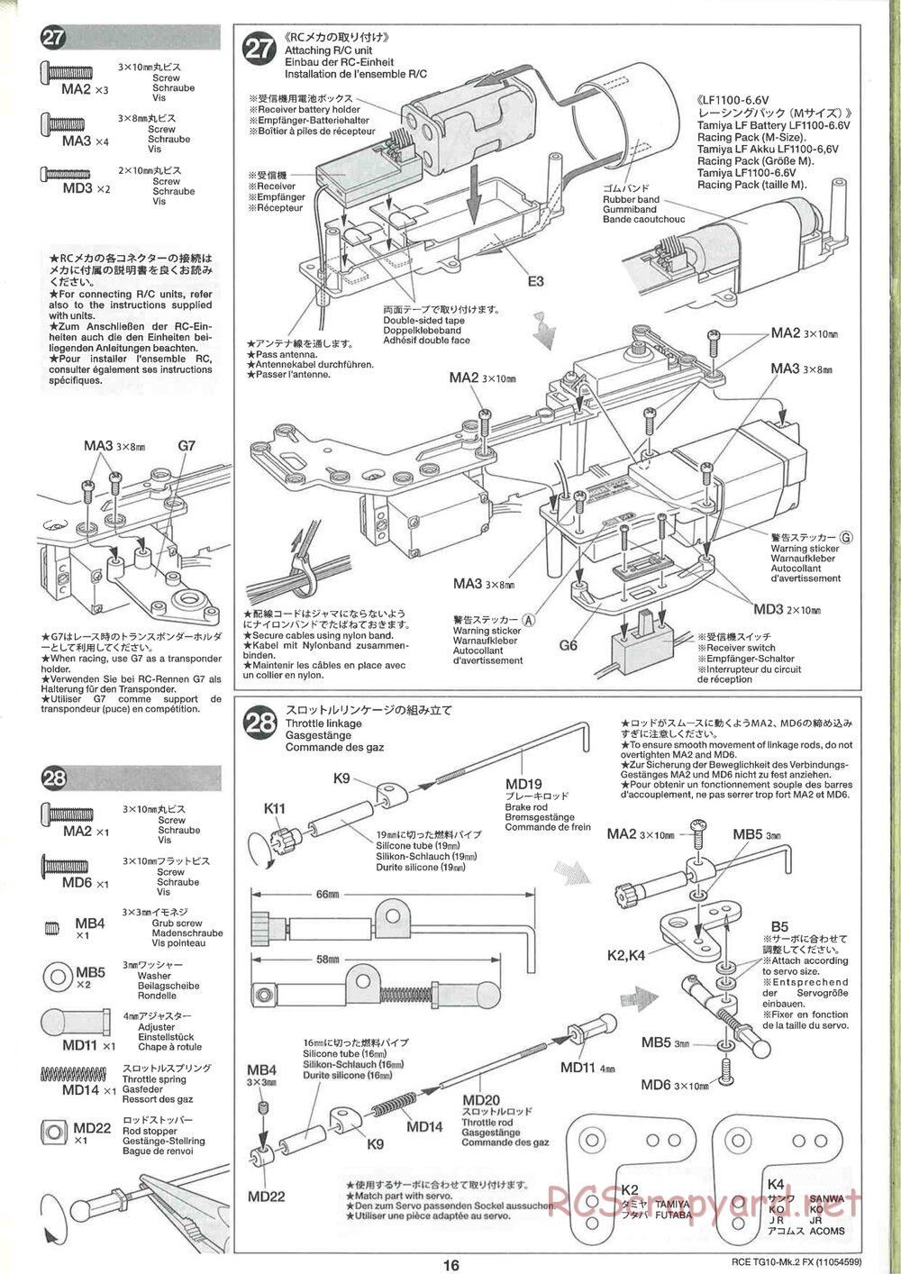 Tamiya - TG10 Mk.2 FX Chassis - Manual - Page 16
