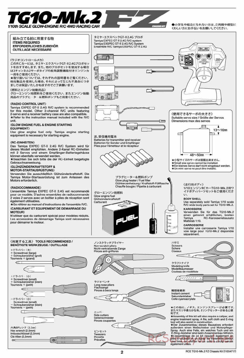Tamiya - TG10 Mk.2 FZ Chassis - Manual - Page 2