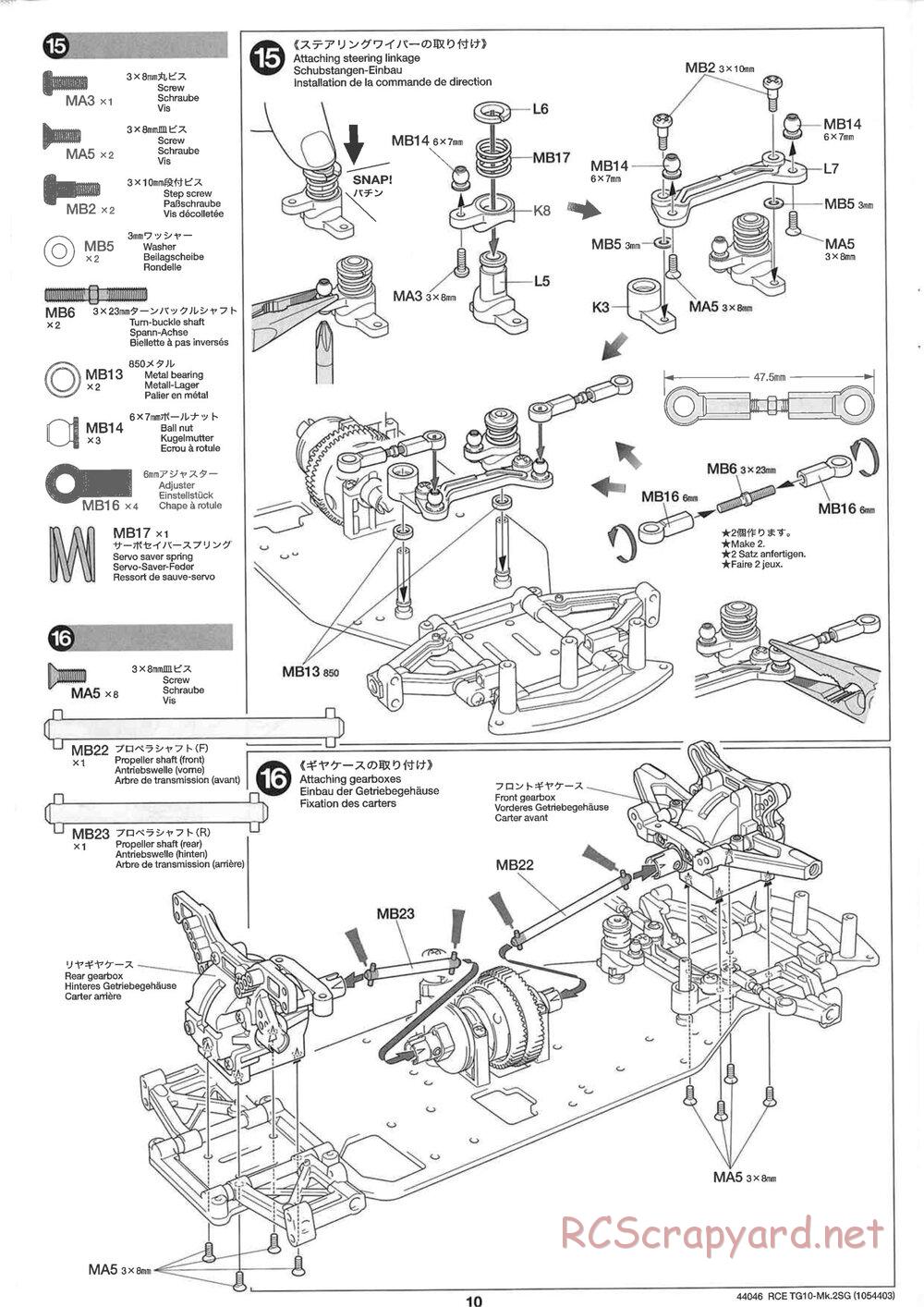 Tamiya - TG10 Mk.2SG Chassis - Manual - Page 10