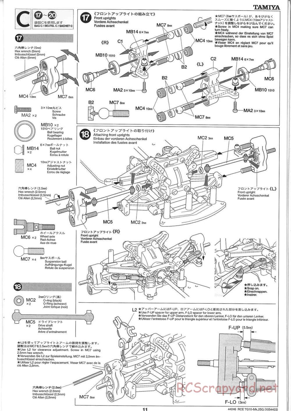 Tamiya - TG10 Mk.2SG Chassis - Manual - Page 11