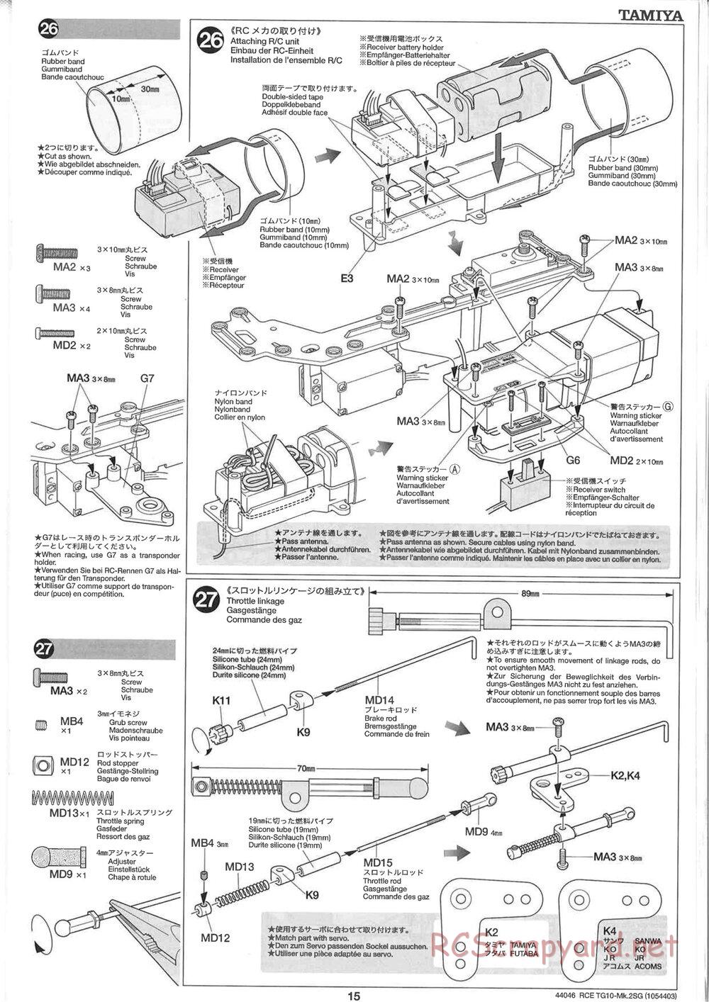 Tamiya - TG10 Mk.2SG Chassis - Manual - Page 15