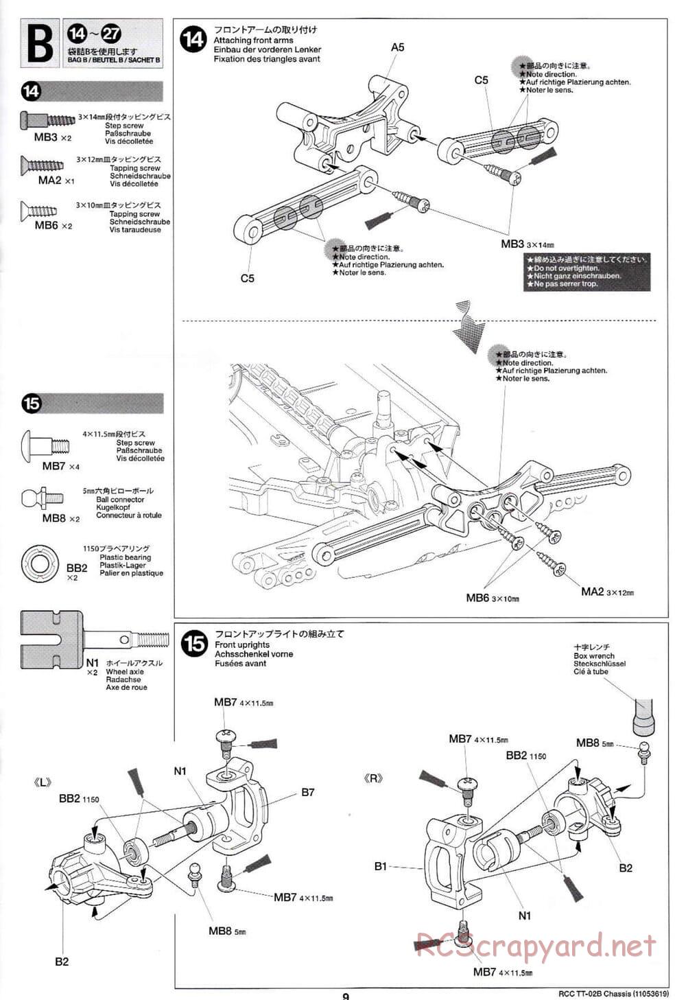 Tamiya - TT-02B Chassis - Manual - Page 13