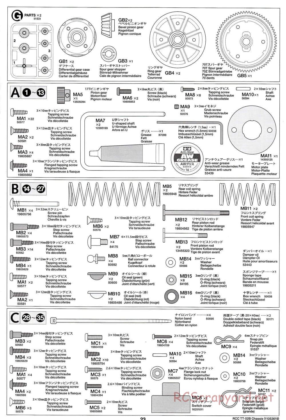 Tamiya - TT-02B Chassis - Manual - Page 27
