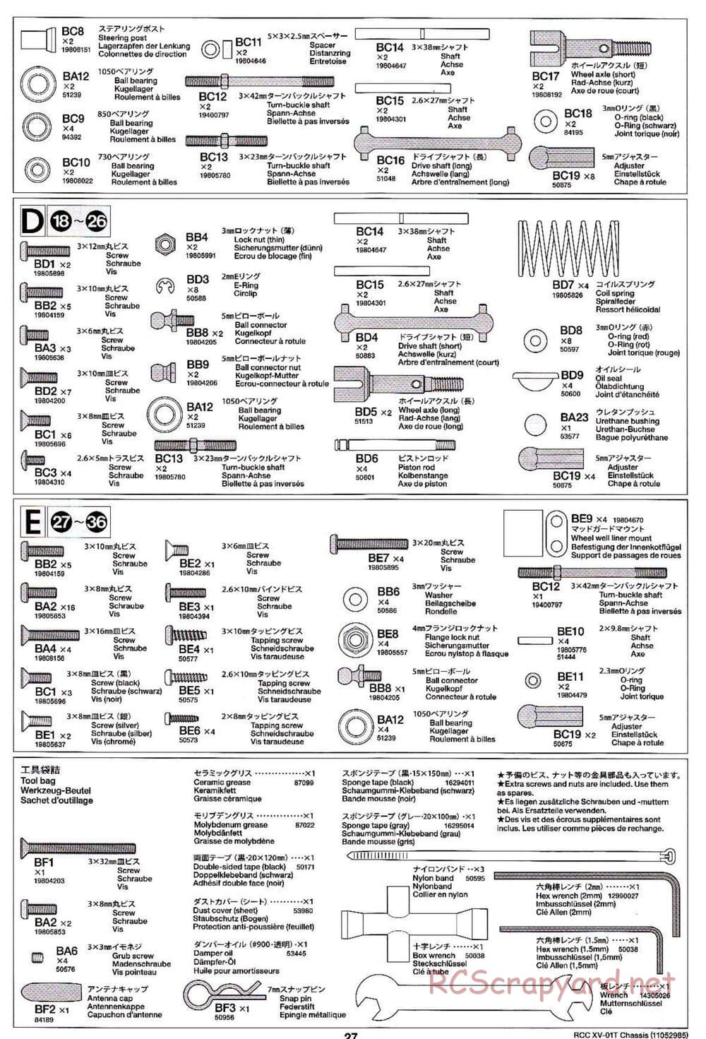 Tamiya - XV-01T Chassis - Manual - Page 27