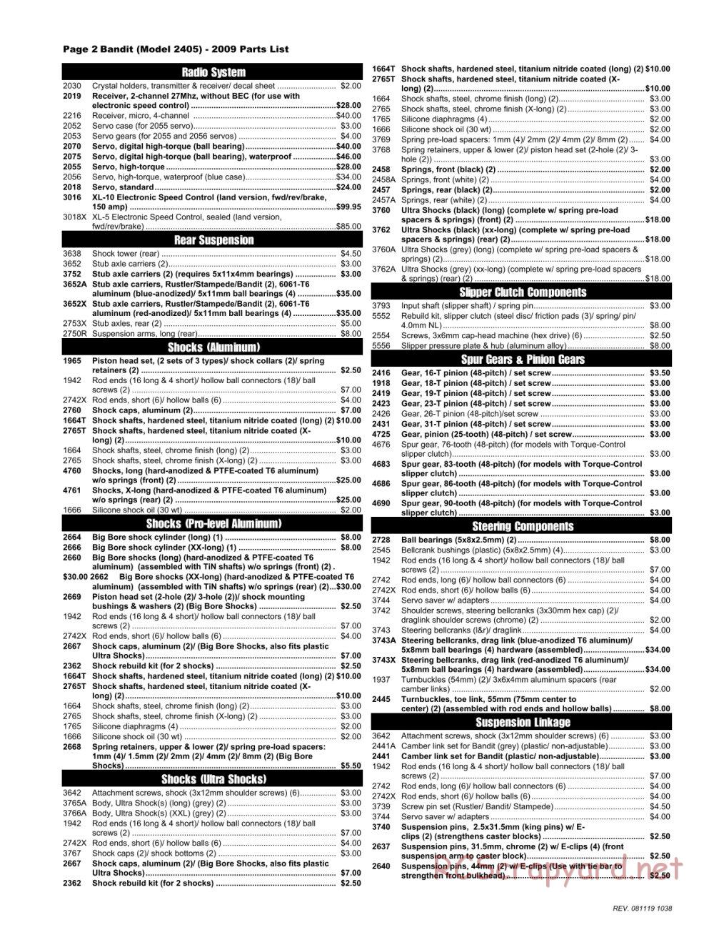 Traxxas - Bandit XL-5 - Parts List - Page 2