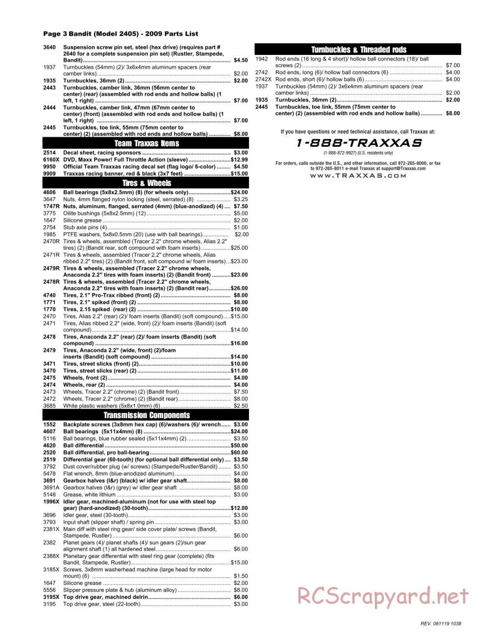 Traxxas - Bandit XL-5 - Parts List - Page 3