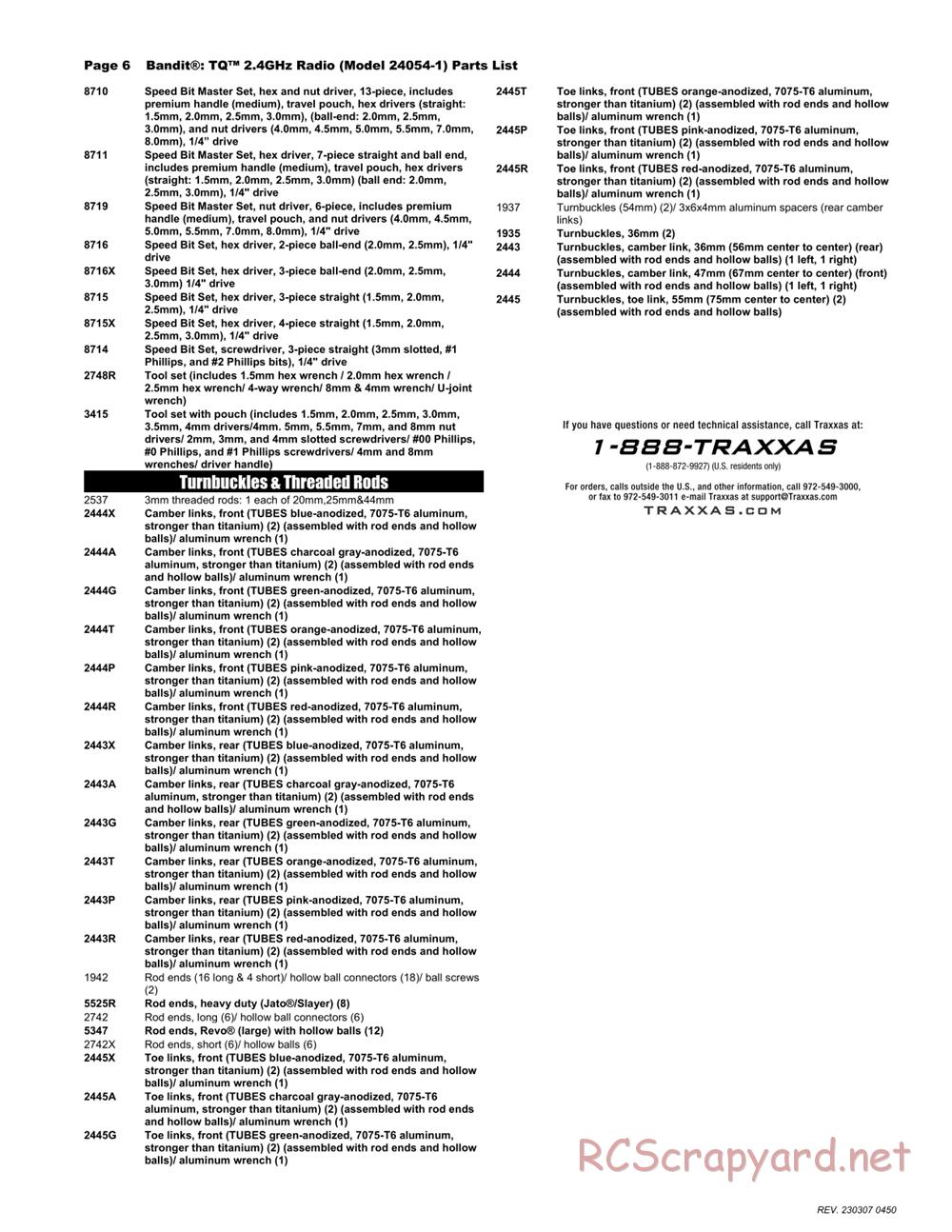 Traxxas - Bandit XL-5 (2015) - Parts List - Page 6