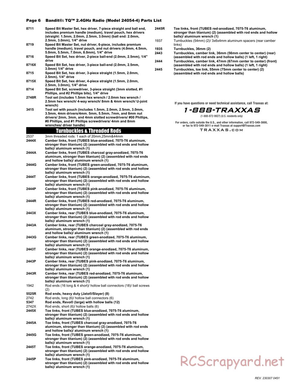 Traxxas - Bandit XL-5 (2018) - Parts List - Page 6