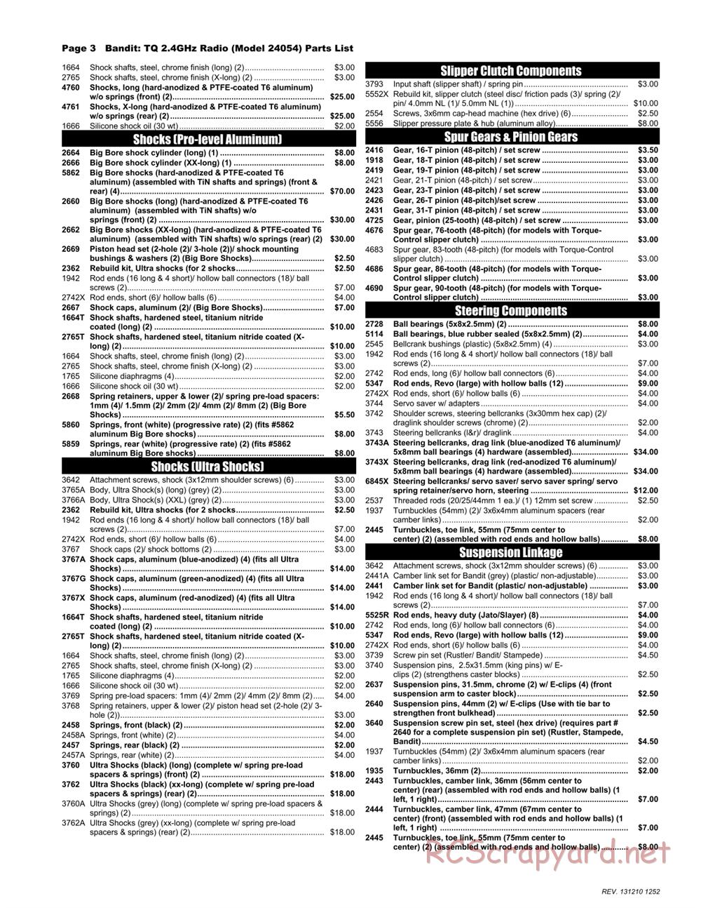 Traxxas - Bandit XL-5 (2013) - Parts List - Page 3