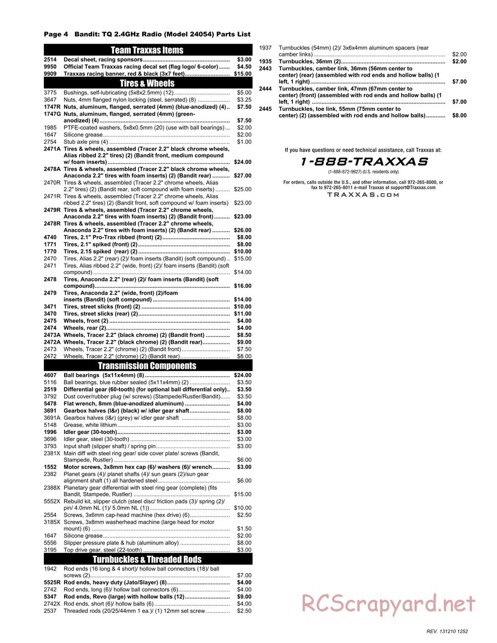 Traxxas - Bandit XL-5 (2013) - Parts List - Page 4
