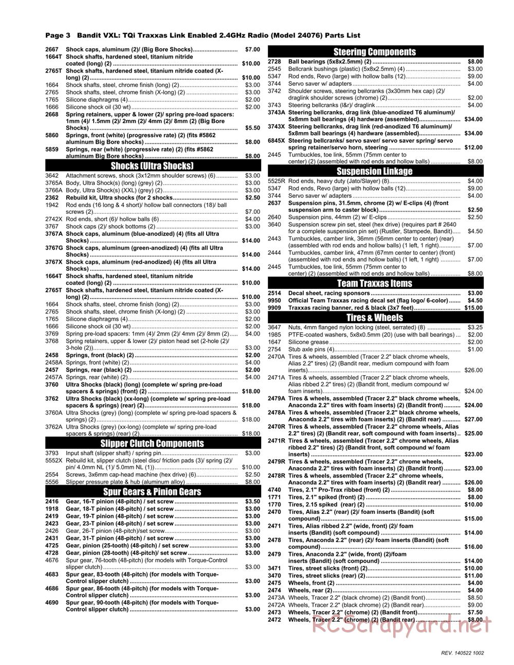 Traxxas - Bandit VXL (2014) - Parts List - Page 3