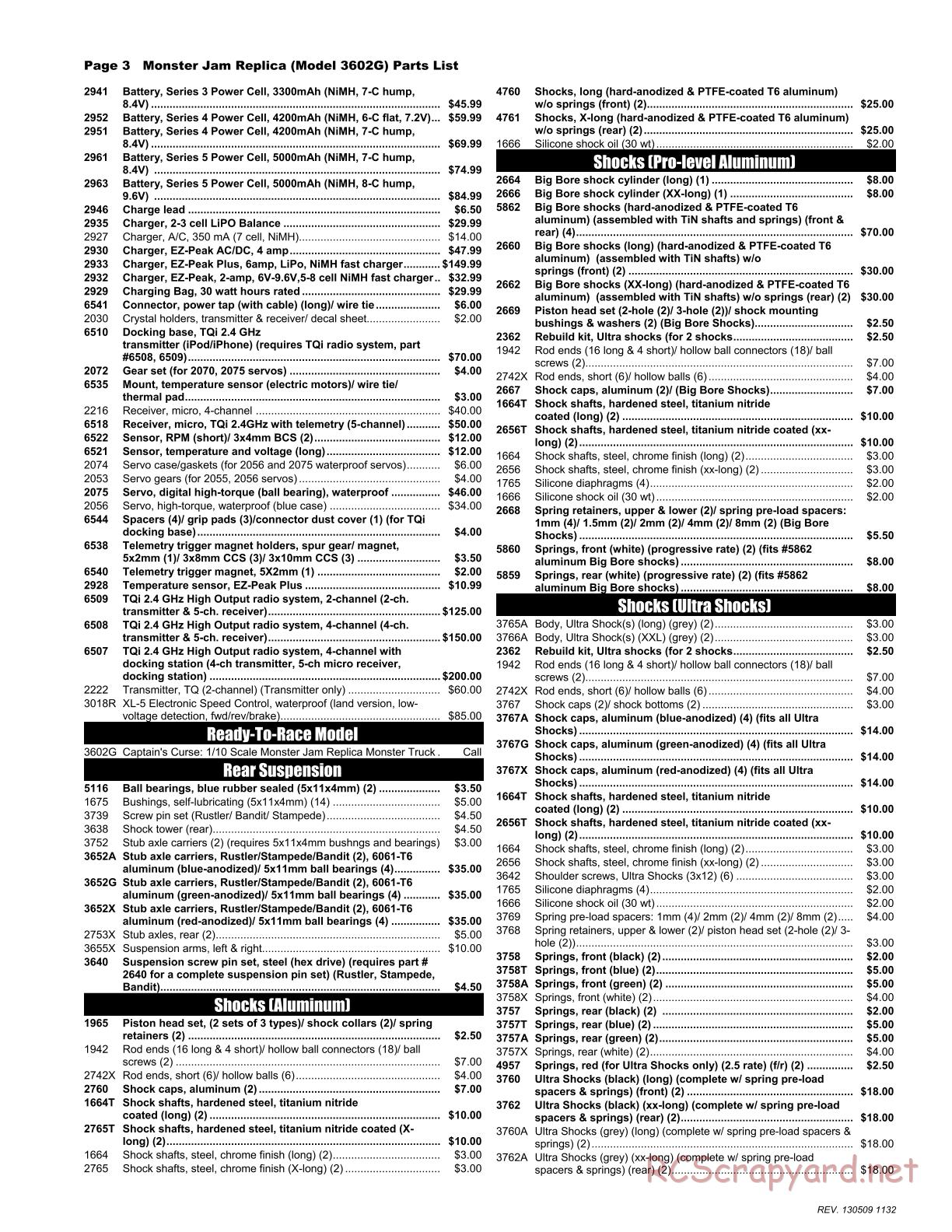 Traxxas - Monster Jam - Captain's Curse - Parts List - Page 3