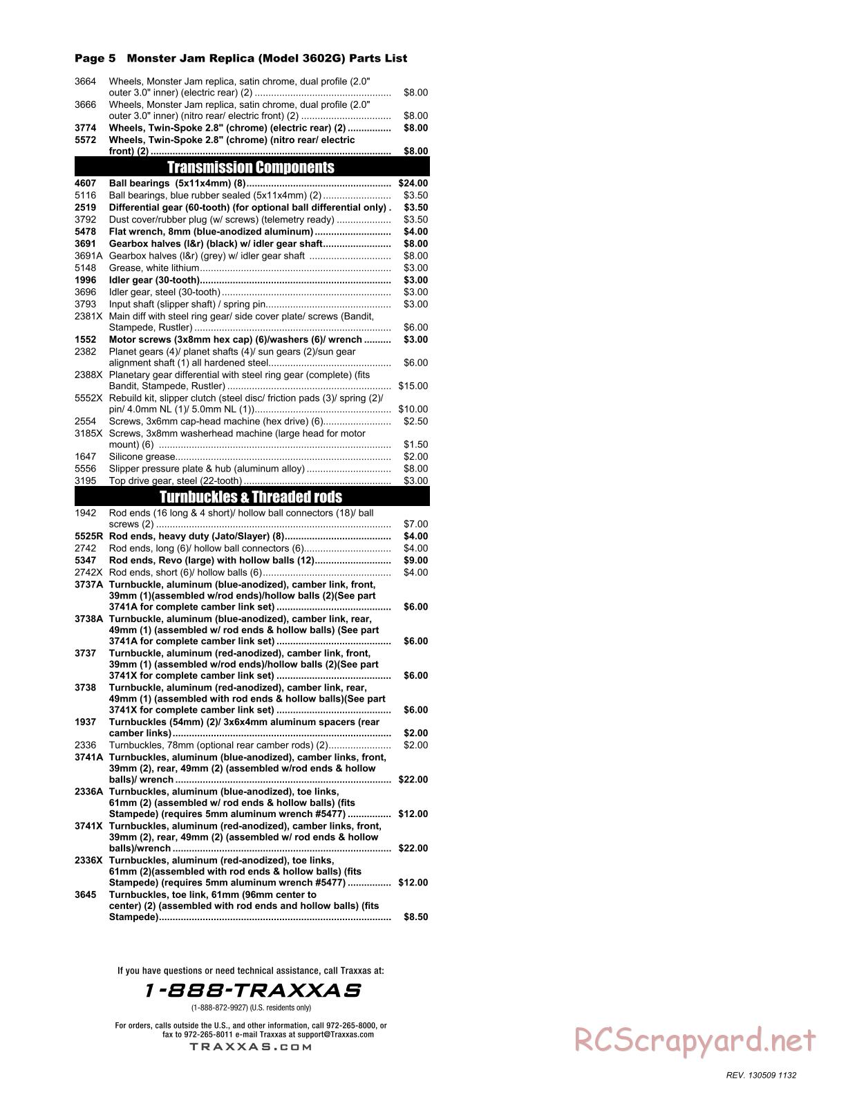 Traxxas - Monster Jam - Captain's Curse - Parts List - Page 5