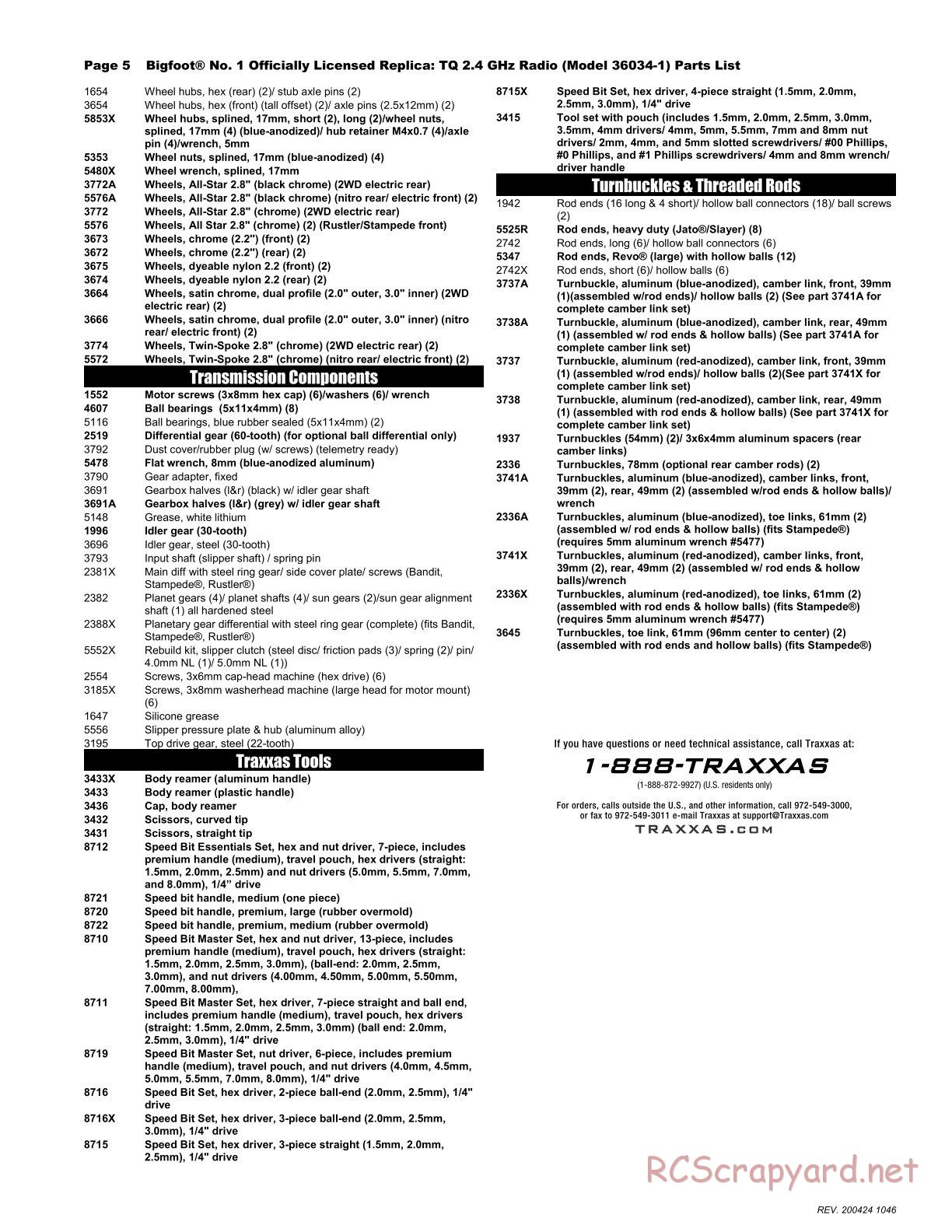 Traxxas - Bigfoot No.1 - Parts List - Page 5