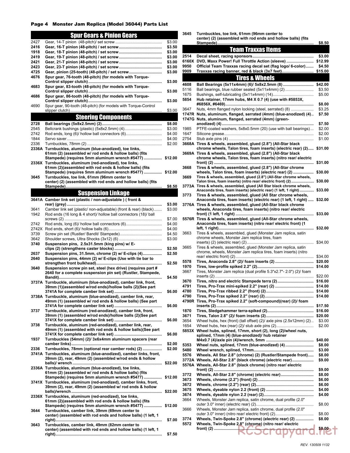 Traxxas - Monster Jam - Son-Uva Digger - Parts List - Page 4
